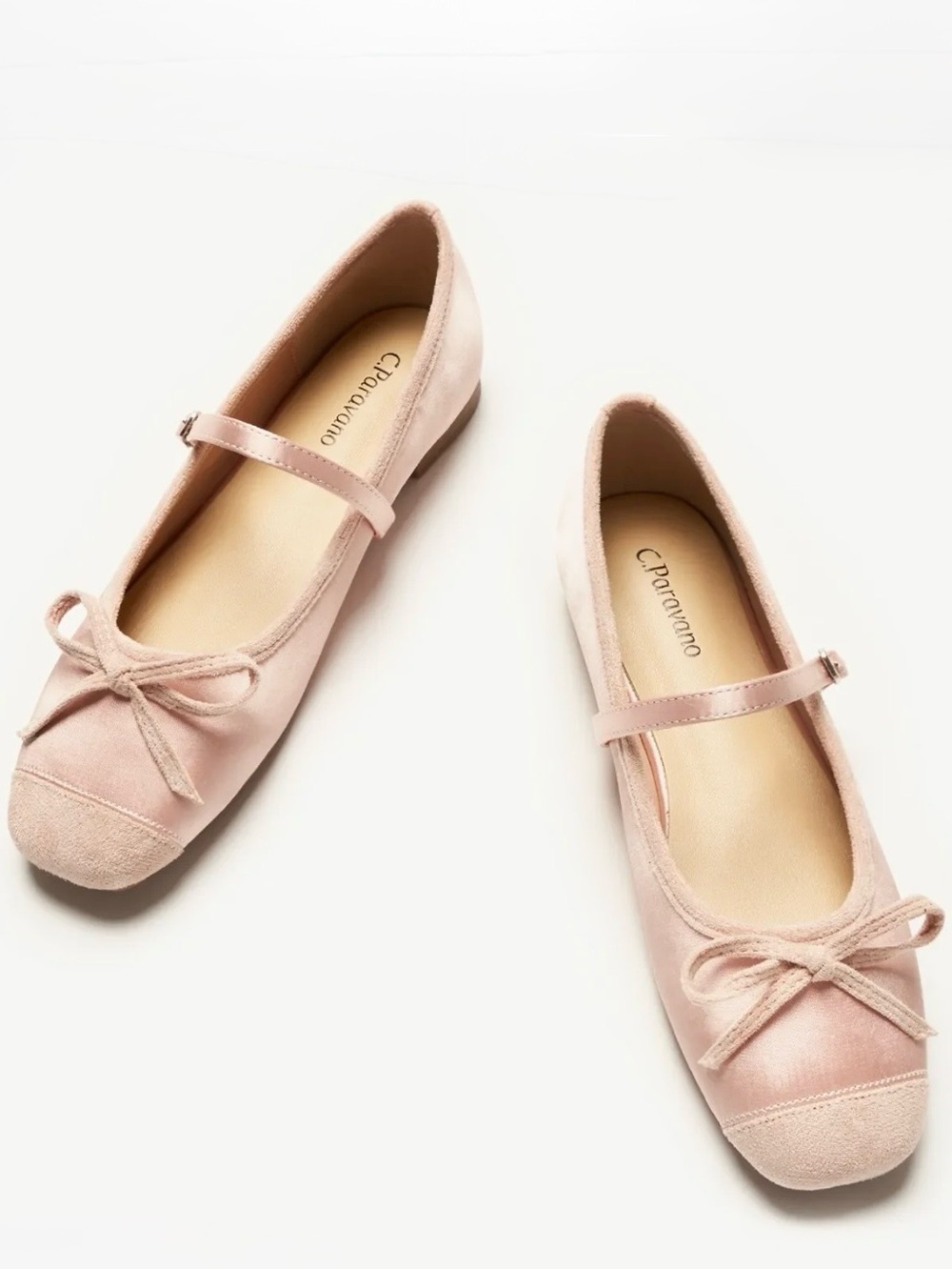 C. PARAVANO, Clara Bow Knot Mary Jane Ballerina Square Toe Shoes, Sz 38.5, NWOB